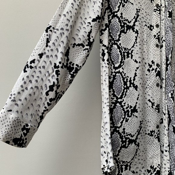 008 - Mint Velvet Blouse Size UK 12 Tie Neck Long Sleeves Snake - Picture 15 of 16